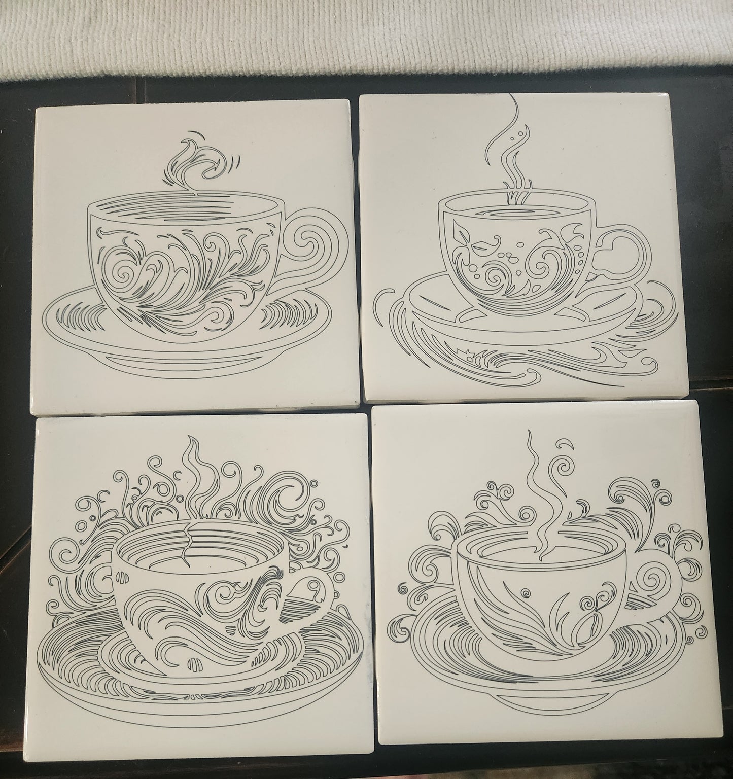 Tile coasters with holder