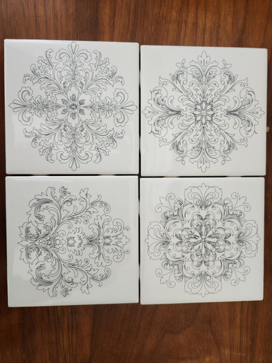 Tile coasters with holder