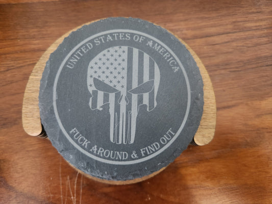 Slate Coasters W/holders