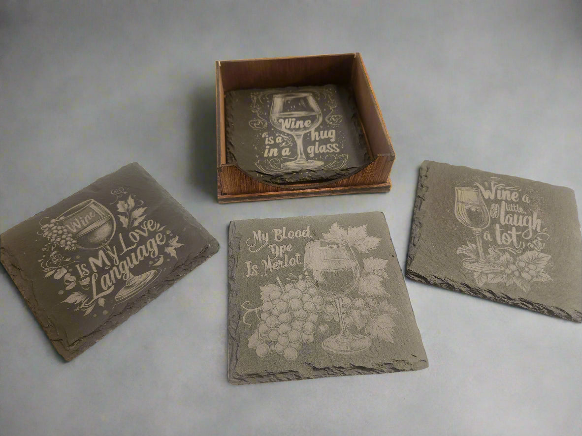 Slate Coasters W/holders