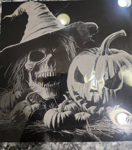 Creepy Skull and Pumpkin Picture