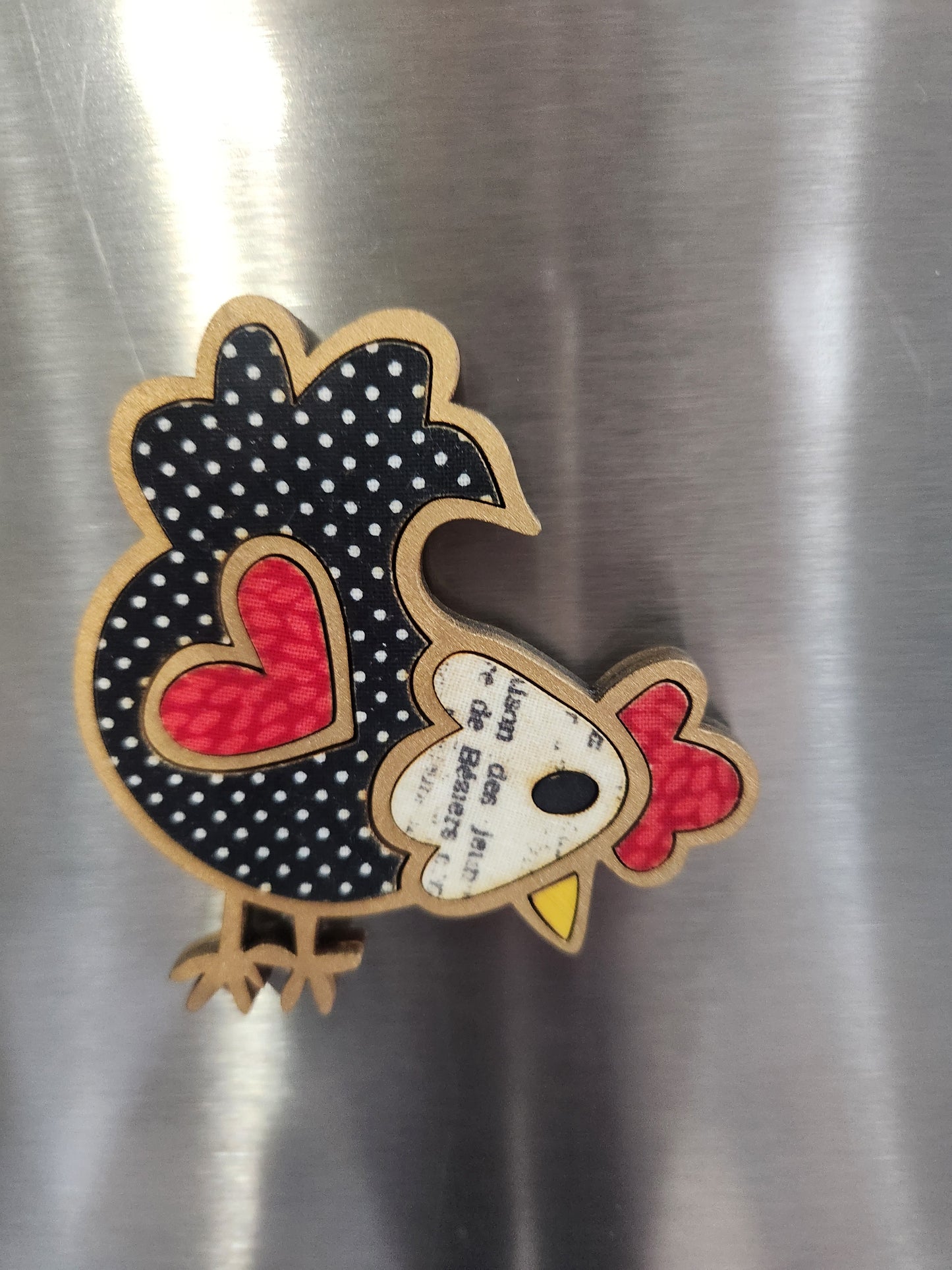 Black and White Chicken Magnet