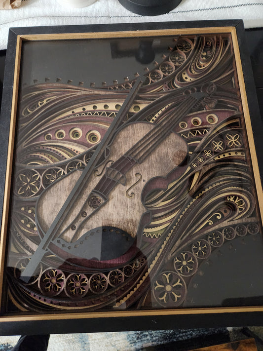 Melody of the Muse A 3D Violin-Inspired Wall Art