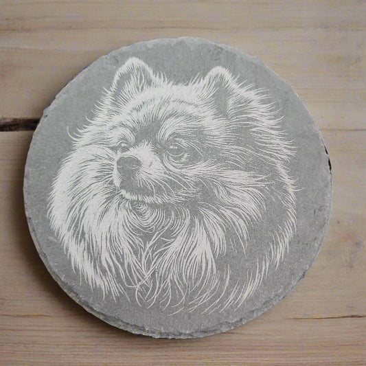 Slate Engraved Dog Coasters W/Holder